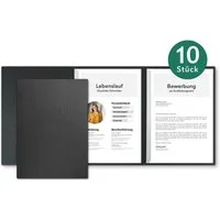 STRATAG Bewerbungsmappe in feinster Lederstruktur - 10 Stück 3-teilig mit 2 Klemmschienen (Set, 10-St., mit hochwertiger Relief-Prägung BEWERBUNG), direkt vom Hersteller STRATAG - handgefertigt in Deutschland