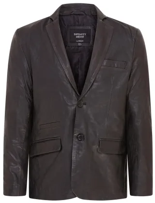 Schwarze schmale italienische Blazerjacke aus Leder für Herren - Somero