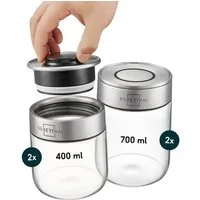 SILBERTHAL Vorratsglas 4er Set Mini, Vorratsdosen mit Klickdeckel, Glas, Edelstahl, (4er Set Mix Mini, 4-tlg), Luftdicht & Mottensicher