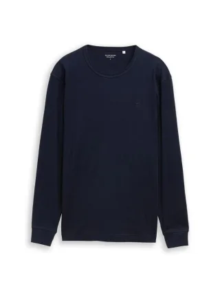 Tom Tailor - Basic Langarmshirt blau - Gr. - S