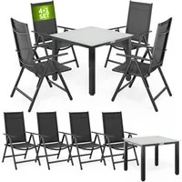 Casaria Garten-Essgruppe Bern, (5-tlg), Aluminium 5mm Sicherheitsglas Stühle Klappbar Verstellbar Wetterfest