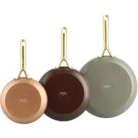 GREENPAN Pfannen-Set Shades Pfannen-Set 3-teilig Antihaftbeschichtung alle Herdarten, Aluminium, Kratzfest, Keramik, alle Herdarten, Backofengeeignet Ø 20+24+28 cm