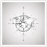 Spreadshirt Aufkleber Kompass Weltkarte Welt Reisen Sticker Aufkleber