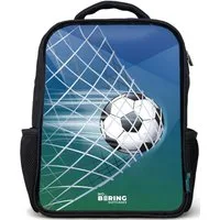 NoBoringSuitcases.com© Rucksack Schwarz - Ball im Tor, Kinderrucksack Schwarz, Schulrucksack, Freizeitrucksack Jungen Mädchen