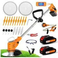 OUTIGO Akku-Rasentrimmer Akku Rasentrimmer, 2 Akkus und 4 Messertypen, (Set), Akku Rasentrimmer Akkurasenmäher