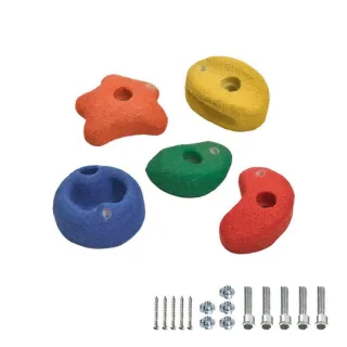 5 Klettersteine 90 mm Bunt Set - Witterungsbeständige Klettergriffe für Kinder Spielturm Garten - Robustes Zubehör Komposit Material - Wickey