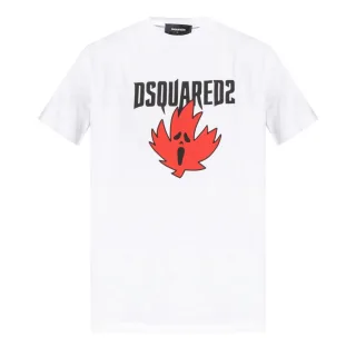 Dsquared2 Ghost Maple Leaf Cool Fit Weißes T-shirt