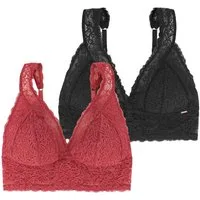 Dorina Bralette Lana (2er Pack) ohne Bügel, florale Spitze, breites Unterbrustband