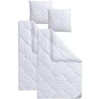 fan Microfaserbettdecke + Kopfkissen Bettwaren-Set in 135x200 cm, für Sommer oder 4-Jahreszeiten, Füllung: Faserbällchen (Kopfkissen), Bezug: Microfaser