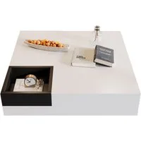 Merax Couchtisch mit herausnehmbarer Aufbewahrungsbox, Wohnzimmertisch Hochglanz mit LED, Beistelltisch, B/H/T: 72/30/72cm