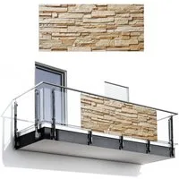 MuchoWow Balkonsichtschutz Steine - Beige - Braun - Hell (1-St) Balkon Sichtschutz 90x200, Windschutz für Zaun PVC, 200x90 cm
