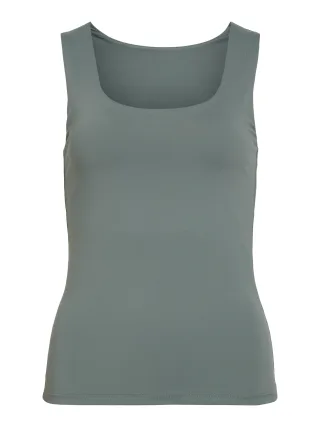 VILA - VIKENZA U-NECK S/L TANK TOP REV - NOOS Balsam Green - Gr. - XS