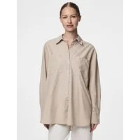 pieces Hemdbluse PCMELIA LS LOOSE SHIRT WVN NOOS BC mit abgerundetem Saum