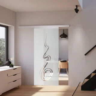 Glasschiebetür Curved 880x2035mm Komplettset Griffmuschel