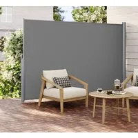 SONGMICS Seitenmarkise ausziehbar, Sichtschutz, balkon terrasse, Windschutz (Sonnenschutz, inkl. Zubehörpaket & Anleitung) Alu, 4 meter, Balkon, mitgelieferte Bodenhalterung