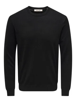 ONLY&SONS - ONSWYLER REG 14 LS CREW KNIT NOOS Black - Gr. - M