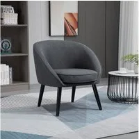 HOMCOM Relaxsessel Polsterstuhl für Wohnzimmer, Schlafzimmer mit Leinen-Optik (Bürostuhl, 1-St., Loungesessel), Grau 71 x 65 x 75 cm