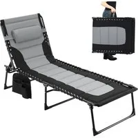 TLGREEN Gartenliege,XXL Sonnenliege klappbar,Gartenliege mit Kopfstütze, 199×66×35 cm Liegestuhl mit 5-Fach Verstellbarer Rückenlehne, 1 St., extra Große Gartenliege bis 150 kg, Strandliege, Relaxliege, Campingliege, Liege für Outdoor