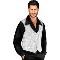Widmann S.r.l. Kostüm Pailletten Weste für Herren, Silber