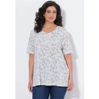 Ulla Popken T-Shirt T-Shirt Schildkröten A-Linie V-Ausschnitt Halbarm