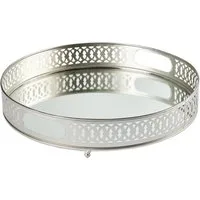 Marrakesch Orient & Mediterran Interior Dekotablett Spiegeltablett Serviertablett Nikita rund in Silber 30 cm Handarbeit (1 St), Handarbeit