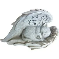 relaxdays Engelfigur Grabschmuck für Katze, Creme
