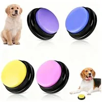TUWENA Lernspielzeug 4 Stück Buzzer mit Aufnahmefunktion,Haustier Ausbildung Antwort Buzzer (4-St), Buzzer mit Sound, Buzzers Aufnahmefähige Tasten für Hund Interaktion