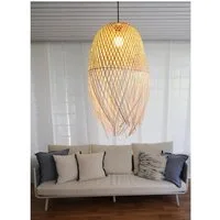 BOURGH Hängeleuchte LADISPOLI Bambus Lampe handgefertigt - Hängeleuchte ⌀42x64cm