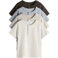 The Set Henleyshirt The Set Kurzärmelige Henley-T-Shirts, 4er-Pack (4-tlg)