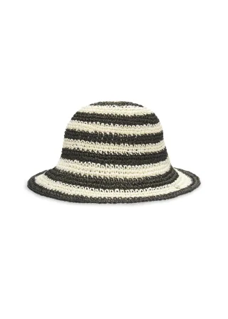 Bucket Hat aus Stroh mit Streifenmuster schwarz - Gr. - ONE SIZE