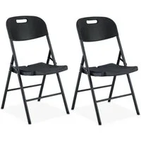 relaxdays Klappstuhl für Garten im 2er Set (2er Set), schwarz