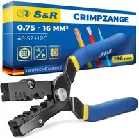 S&R Crimpzange Kabelschuh-Presszange für Aderendhülsen 0.75-16mm² Quetschzange, 1-tlg., Klemmzange Handpresszange 190mm