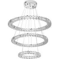 FIVMEN LED Deckenleuchte Pendelleuchten 48W/72W/96W Hängelampe Kronleuchter Dimmbar, LED fest integriert, Kristall Hängeleuchte 2 Ringe/3 Ringe
