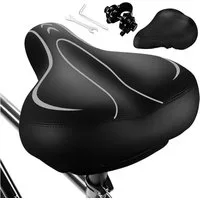 SURFOU Fahrradsattel Fahrrad zubehör Fahrradsattel Herren Damen Sattelschutz Wasserdicht (Universell kompatibler Oversized Fahrradsattel– Extra Breiter & Bequemer Sattel mit Memory Foam, Wasserdicht & Stoßdämpfend für Herren & Damen, mit Montagewerkz