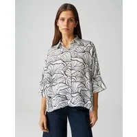 OPUS Kurzarmbluse Fashell aus Webware mit Streifenstruktur All-Over-Print, leichte Transparenz, weicher Griff, Casual