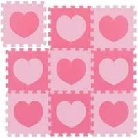 relaxdays Spielmatte 18-tlg. Puzzlematte Herz, Rosa-Pink