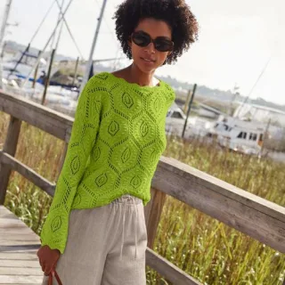 Noppenpullover für Damen in Petite-Größe, Damen, size: petite, Grün, Baumwolle, by Lands' End
