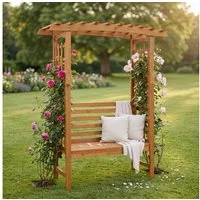 MCW Gartenbank MCW-Q21, Eleganter Rosenbogen mit integrierter Sitzbank