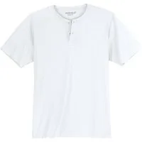 redfield Rundhalsshirt Redfield T-Shirt weiß mit Knopfleiste Übergröße