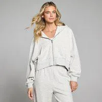 MP Damen Leichter Loopback Durchgehender Reißverschluss Hoodie - Grau Meliert - L