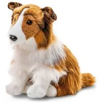 Uni-Toys Kuscheltier Langhaarcollie, sitzend - versch. Farben - 27 cm - Plüsch-Hund, Collie, zu 100 % recyceltes Füllmaterial