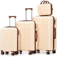 i@home Kofferset 14"/19"/24"/28" 4-teiliger Koffer, 4 Rollen, (4 tlg., 1 Kosmetiktasche, 1 Handgepäck, 2 Aufgabegepäck), zwei Größen mit Seitenhandgriffen, Aufhängehaken & Schutzfüßen