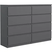 Raumhirsch Furniture Kommode, Sideboard, Kommode für das Schlafzimmer - Wohnzimmer (Maße: 120 × 39 × 101,5 cm, 2 Türen, 4 Schubladen, Rollenschienen), viele Farbvarianten - Hochwertig & stabil
