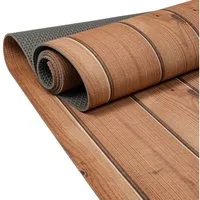 ANRO Küchenläufer RANNA Hochwertig Küchenteppich Teppich Textil, Eckig, Bodenläufer 100x65cm Holz Dielen Braun pflegeleicht