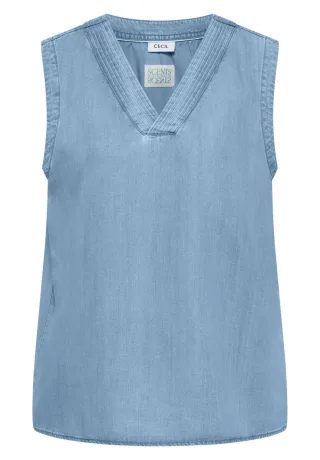 Cecil - Top mit mit V-Ausschnitt blau - Gr. - M