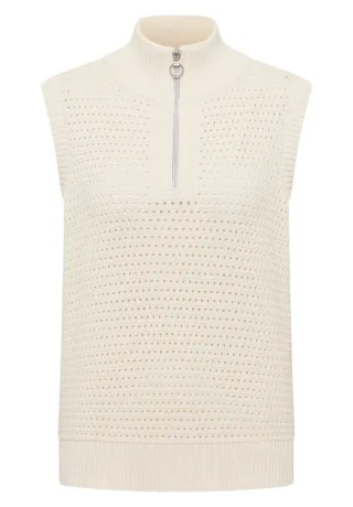 Cecil - Ärmellose Strickweste mit Troyerkragen beige - Gr. - L