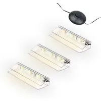 kalb LED Glaskantenbeleuchtung LED Glaskantenbeleuchtung Clip Set 3000K/5000K Transparent Plug & Play, 3er Set warmweiß