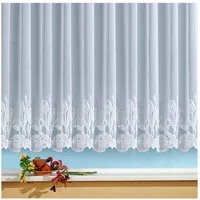 heimtexland Gardine Store Vorhang weiß durchscheinend Blumen Bordüre (1 St), Kräuselband, halbtransparent, Jacquard, handgebogter Borte I Scheibengardine I Kurzstore I Langstore