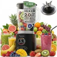 TurboTronic by Z-Line Standmixer Glas Edelstahl 2100 Watt Smoothie Maker Ice Crusher Profi Mixer 2,0L, 2100 W, Maker Ice Crush Funktion Milchshaker Blender Glas BPA FREI