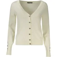GUESS JEANS Strickpullover Elegante Damen Strickjacke in Weiß mit Strass und V-Ausschnitt